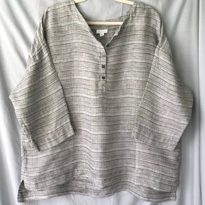 Linen pureJill Striped kimono with pockets 1X